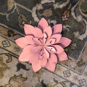 Light Pink Floral Metal Wall Art Decor